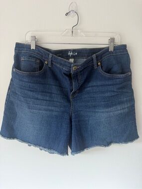 Style & Co. Indigo Frayed Hem Denim Shorts